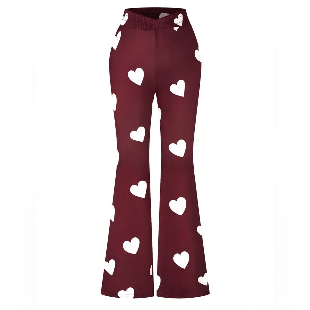 Women's Heart Pattern Flare Pants